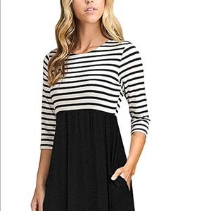 Black and white striped maxi dress